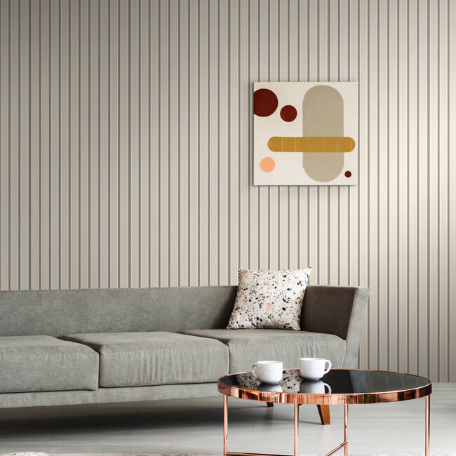 Dutch Wallcoverings Dutch Wallcoverings - FC Simply Stripes - Ticking Stripe Elephant - Vliesbehang - 10m x 50cm - SIS50116W