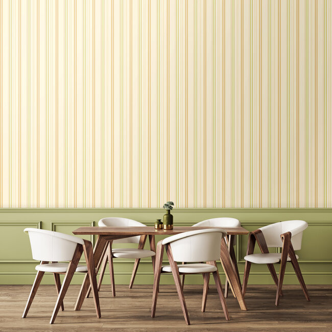 Dutch Wallcoverings Dutch Wallcoverings - FC Simply Stripes - Ribbon Stripe Pear - Vliesbehang - 10m x 50cm - SIS50128W