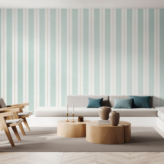 Dutch Wallcoverings Dutch Wallcoverings - FC Simply Stripes - Wide Stripe Seafoam - Vliesbehang - 10m x 50cm - SIS50134W