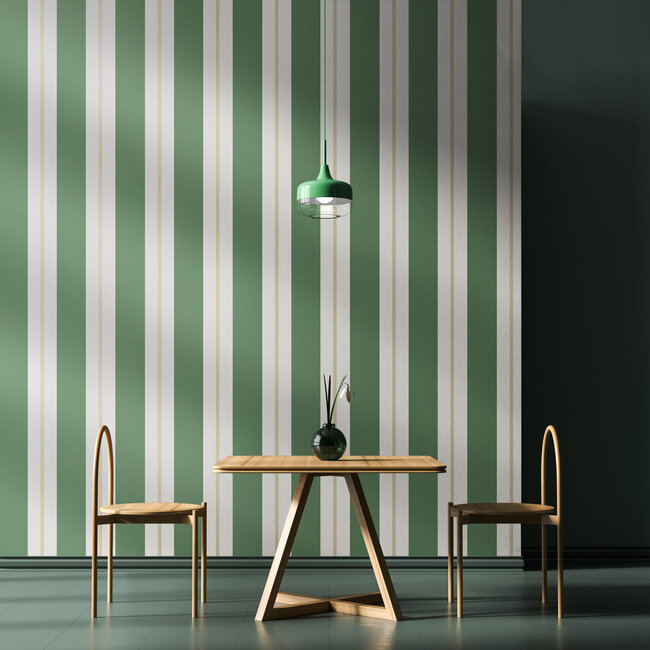 Dutch Wallcoverings Dutch Wallcoverings - FC Simply Stripes - Wide Stripe Moss - Vliesbehang - 10m x 50cm - SIS50140W