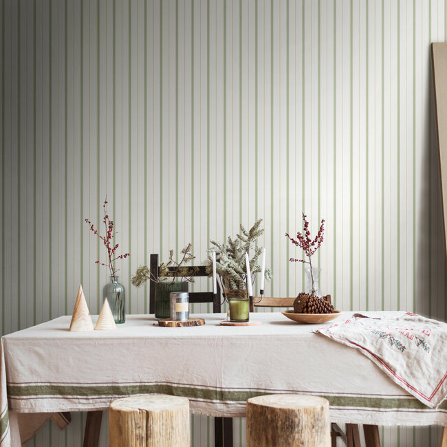 Dutch Wallcoverings Dutch Wallcoverings - FC Simply Stripes - Thread Stripe Basil - Vliesbehang - 10m x 50cm - SIS50158W