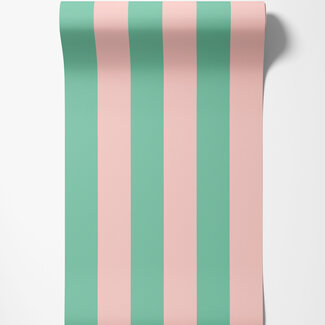 Dutch Wallcoverings Dutch Wallcoverings - FC So Stripey - Bloc Stripe Jade Blossom - STR50115W