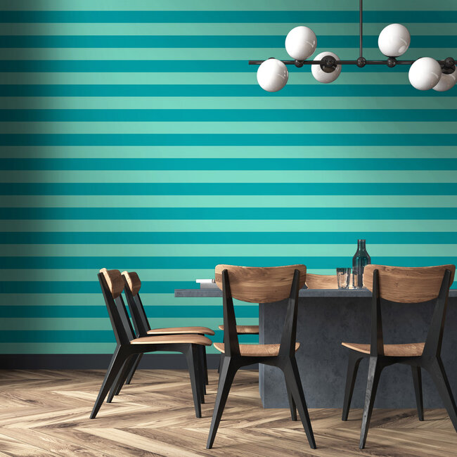 Dutch Wallcoverings Dutch Wallcoverings - FC So Stripey - Bloc Stripe Rich Teal - Vliesbehang - 10m x 50cm - STR50117W