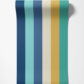 Dutch Wallcoverings Dutch Wallcoverings - FC So Stripey - Rainbow Bloc Cobolt Mix - STR50119W
