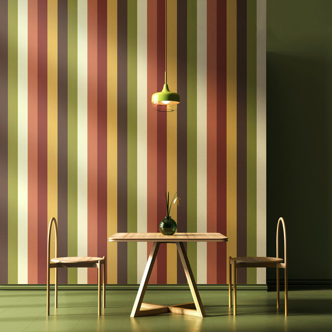 Dutch Wallcoverings Dutch Wallcoverings - FC So Stripey - Rainbow Bloc Autumn Twist - Vliesbehang - 10m x 50cm - STR50120W