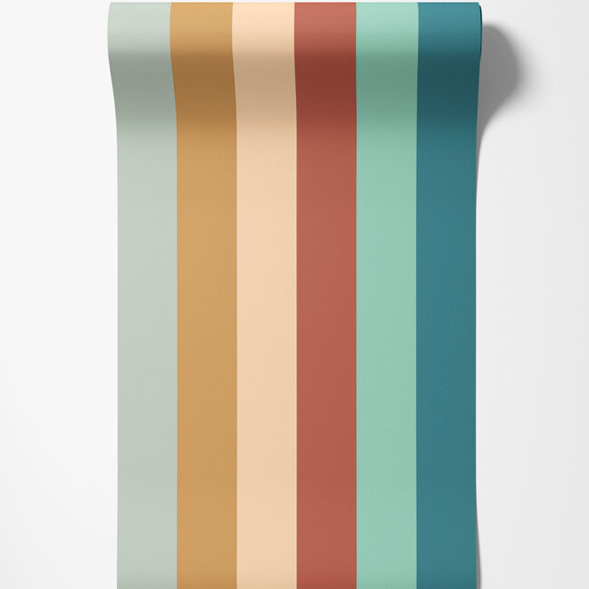 Dutch Wallcoverings Dutch Wallcoverings - FC So Stripey - Rainbow Bloc Teal - Vliesbehang - 10m x 50cm - STR50121W