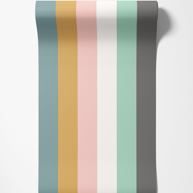 Dutch Wallcoverings Dutch Wallcoverings - FC So Stripey - Rainbow Bloc Carnival Pop - Vliesbehang - 10m x 50cm - STR50123W