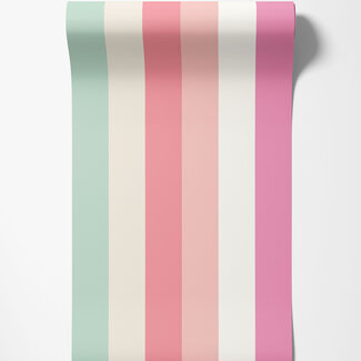 Dutch Wallcoverings Dutch Wallcoverings - FC So Stripey - Rainbow Bloc Bubblegum Twist - STR50124W