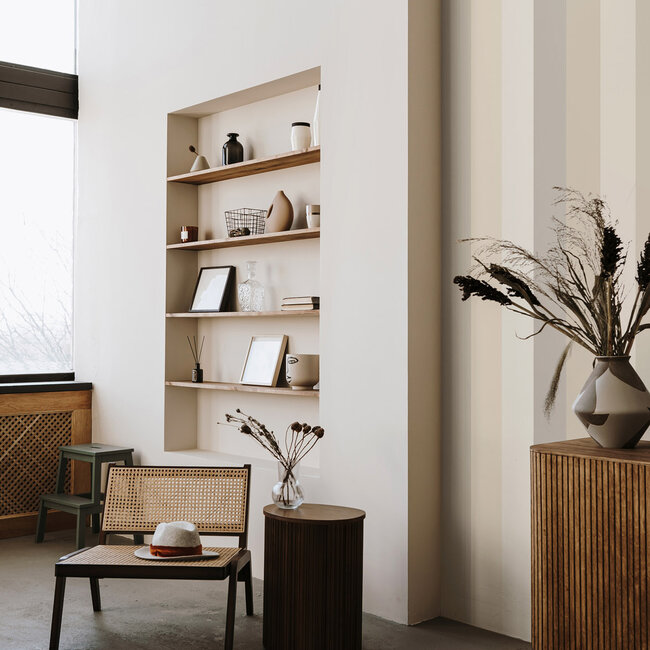 Dutch Wallcoverings Dutch Wallcoverings - FC So Stripey - Rainbow Bloc Oyster - Vliesbehang - 10m x 50cm - STR50125W