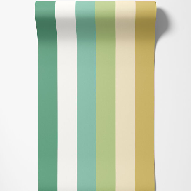 Dutch Wallcoverings Dutch Wallcoverings - FC So Stripey - Rainbow Bloc Pine Nut - Vliesbehang - 10m x 50cm - STR50127W