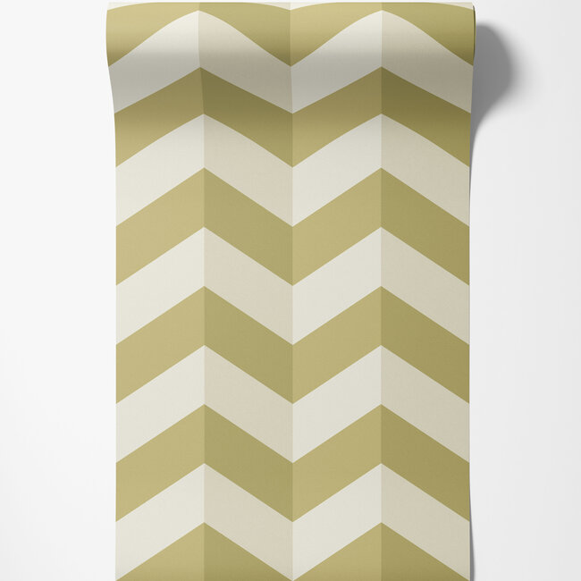 Dutch Wallcoverings Dutch Wallcoverings - FC So Stripey - Illusion Chevron Olive - Vliesbehang - 10m x 50cm - STR50129W
