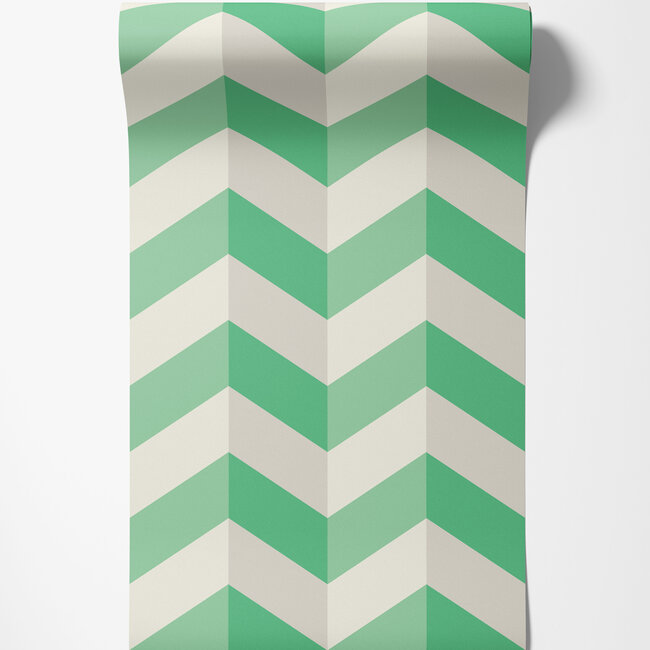 Dutch Wallcoverings Dutch Wallcoverings - FC So Stripey - Illusion Chevron Jade - Vliesbehang - 10m x 50cm - STR50130W