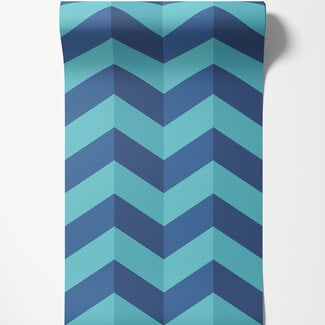 Dutch Wallcoverings Dutch Wallcoverings - FC So Stripey - Illusion Chevron Cerulean Mix - STR50131W