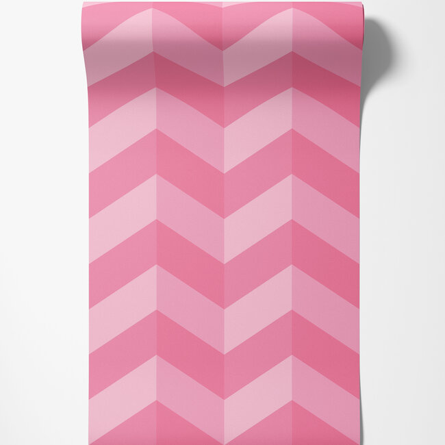 Dutch Wallcoverings Dutch Wallcoverings - FC So Stripey - Illusion Chevron Fuchsia - Vliesbehang - 10m x 50cm - STR50132W