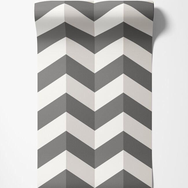 Dutch Wallcoverings Dutch Wallcoverings - FC So Stripey - Illusion Chevron Blackboard - Vliesbehang - 10m x 50cm - STR50134W