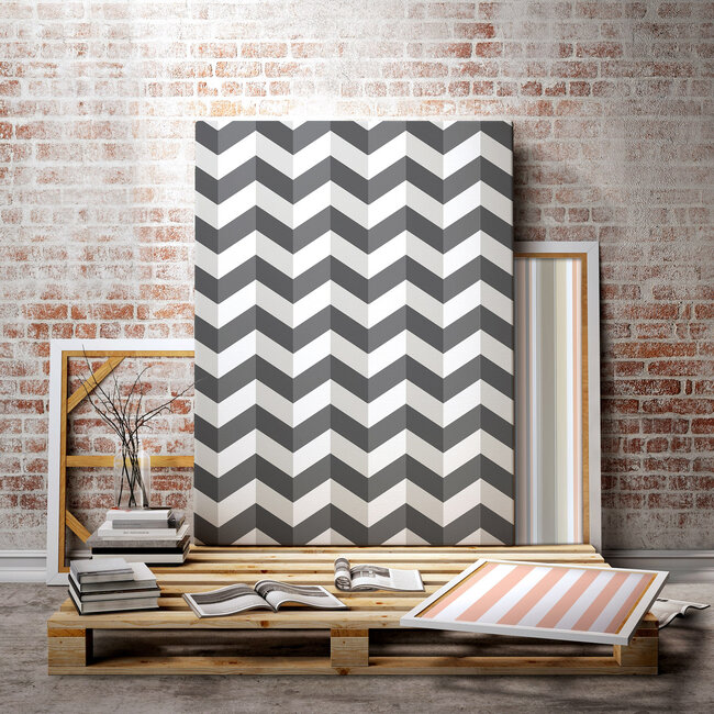 Dutch Wallcoverings Dutch Wallcoverings - FC So Stripey - Illusion Chevron Blackboard - Vliesbehang - 10m x 50cm - STR50134W