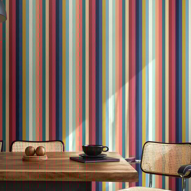 Dutch Wallcoverings Dutch Wallcoverings - FC So Stripey - Kaleidoscope Lipstick Twist - Vliesbehang - 10m x 50cm - STR50137W