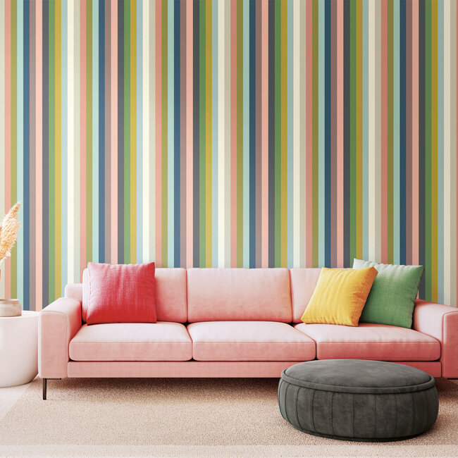 Dutch Wallcoverings Dutch Wallcoverings - FC So Stripey - Kaleidoscope Earth Twist - Vliesbehang - 10m x 50cm - STR50138W