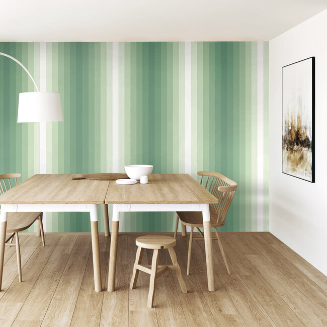 Dutch Wallcoverings Dutch Wallcoverings - FC So Stripey - Tone On Tone Pine  - Vliesbehang - 10m x 50cm - STR50145W
