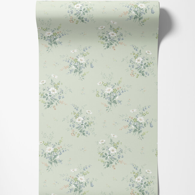 Dutch Wallcoverings Dutch Wallcoverings - FC Sommarang- Olivia green - Vliesbehang - 10m x 53cm - 16003