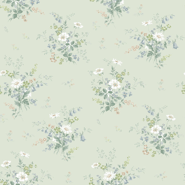 Dutch Wallcoverings Dutch Wallcoverings - FC Sommarang- Olivia green - Vliesbehang - 10m x 53cm - 16003