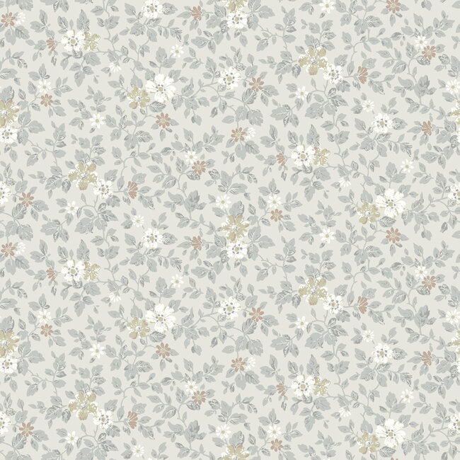 Dutch Wallcoverings Dutch Wallcoverings - FC Sommarang- Linnea grey - Vliesbehang - 10m x 53cm - 16012