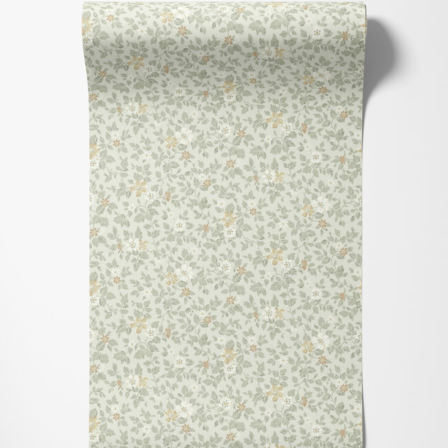 Dutch Wallcoverings Dutch Wallcoverings - FC Sommarang- Linnea green  - Vliesbehang - 10m x 53cm - 16013
