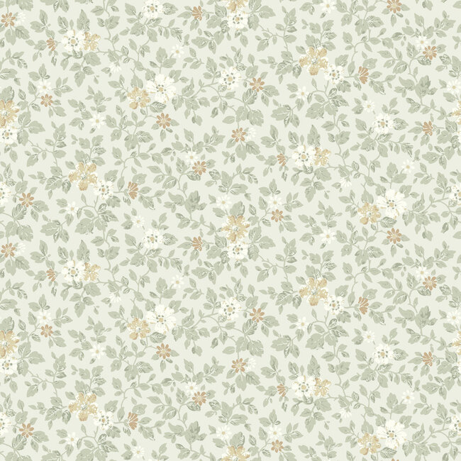 Dutch Wallcoverings Dutch Wallcoverings - FC Sommarang- Linnea green  - Vliesbehang - 10m x 53cm - 16013