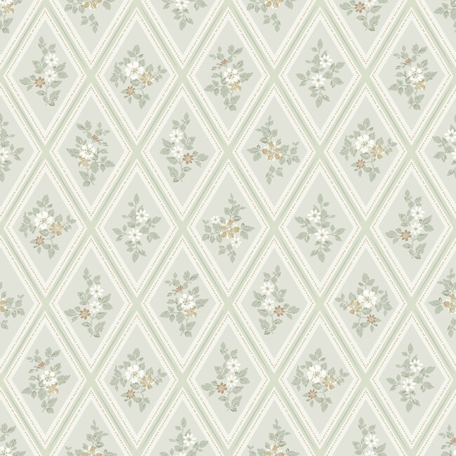 Dutch Wallcoverings Dutch Wallcoverings - FC Sommarang- Trellis green - Vliesbehang - 10m x 53cm - 16015
