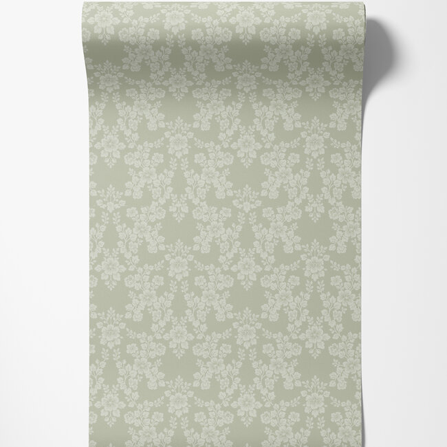 Dutch Wallcoverings Dutch Wallcoverings - FC Sommarang- Rosita green - Vliesbehang - 10m x 53cm - 16032
