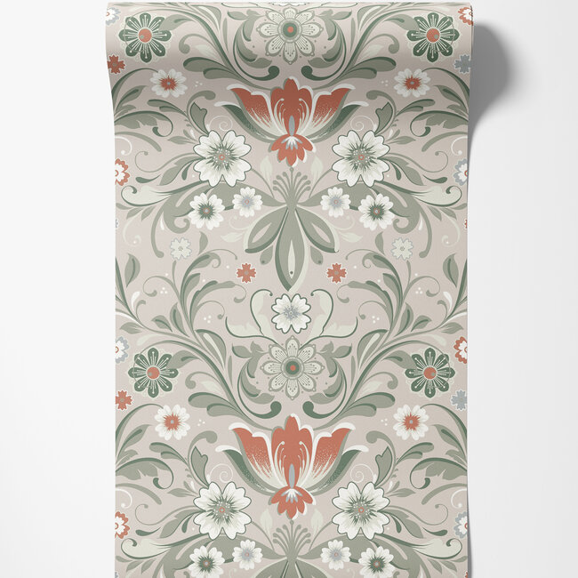 Dutch Wallcoverings Dutch Wallcoverings - FC Sunnano- Östanskär Beige/green - Vliesbehang - 10m x 53cm - 24108