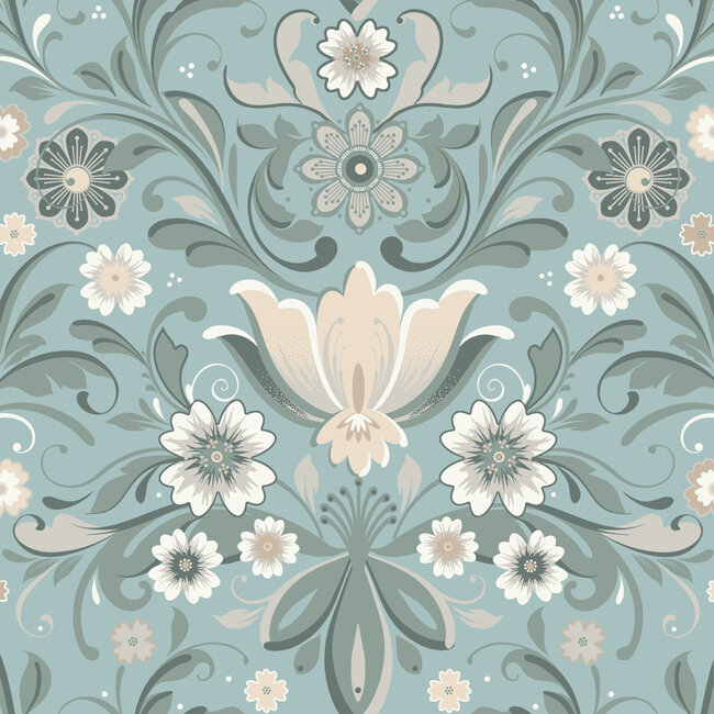 Dutch Wallcoverings Dutch Wallcoverings - FC Sunnano- Östanskär Turquoise - Vliesbehang - 10m x 53cm - 24111