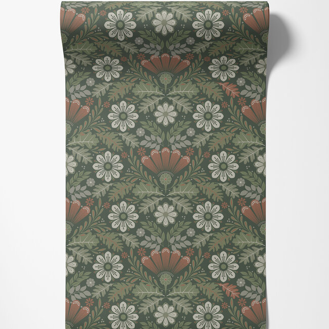 Dutch Wallcoverings Dutch Wallcoverings - FC Sunnano- Klockrike Green - Vliesbehang - 10m x 53cm - 24124