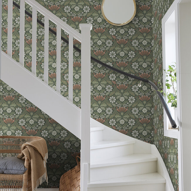 Dutch Wallcoverings Dutch Wallcoverings - FC Sunnano- Klockrike Green - Vliesbehang - 10m x 53cm - 24124