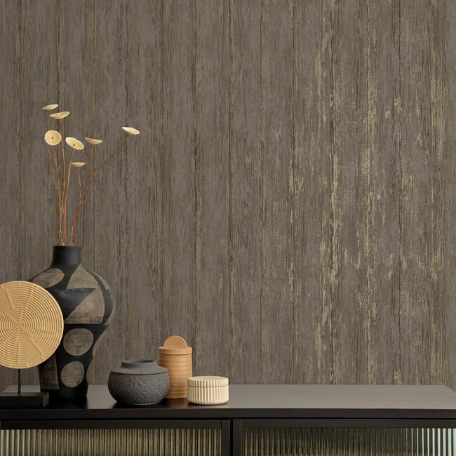 Dutch Wallcoverings Dutch Wallcoverings - FC Textura- Sapele Charcoal - Vliesbehang - 10m x 53cm - 66150