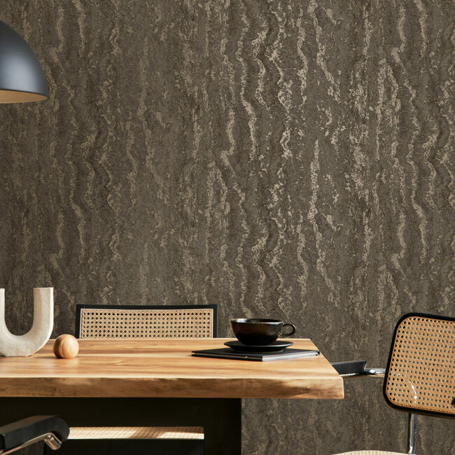 Dutch Wallcoverings Dutch Wallcoverings - FC Textura- Tinos Charcoal - Vliesbehang - 10m x 53cm - 66163