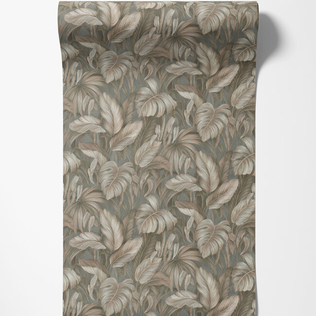 Dutch Wallcoverings Dutch Wallcoverings - FC Voyage- bladeren grijs/bruin - Vliesbehang - 10m x 106cm - DB73722