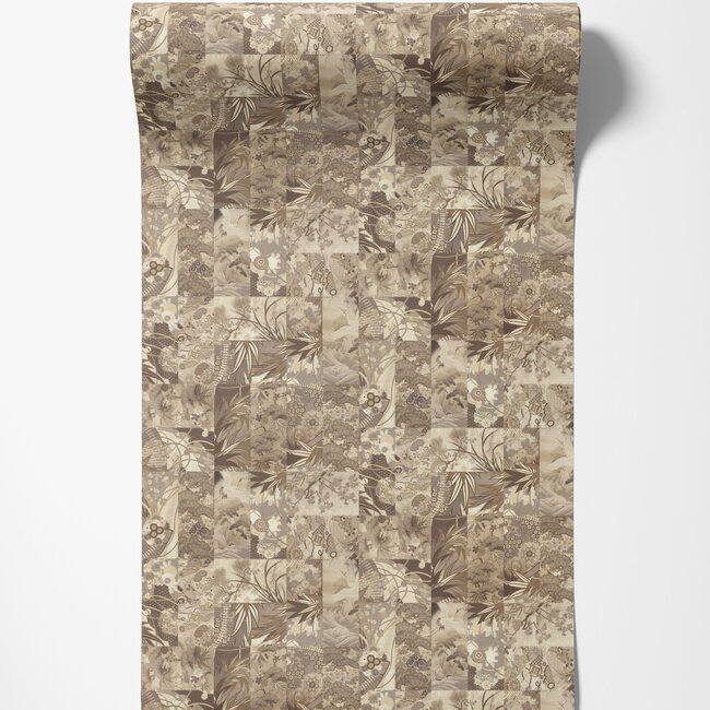 Dutch Wallcoverings Dutch Wallcoverings - FC Voyage- China beige/bruin - Vliesbehang - 10m x 106cm - DB73732