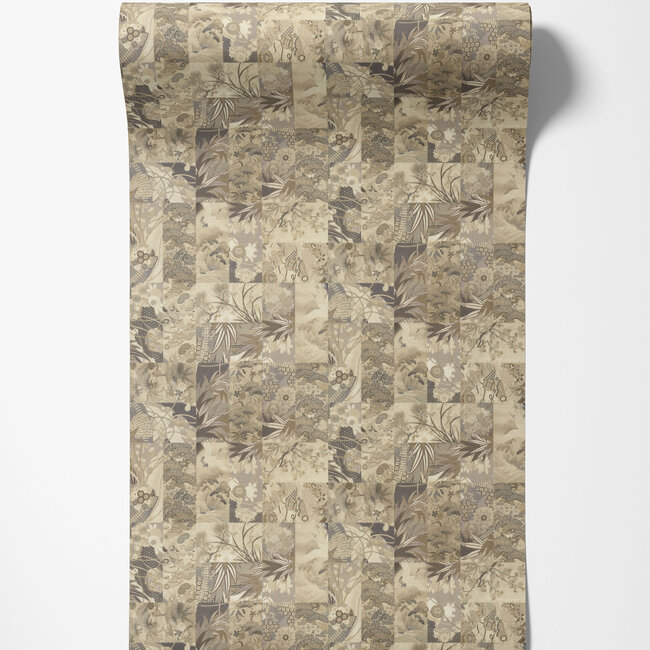 Dutch Wallcoverings Dutch Wallcoverings - FC Voyage- China beige/groen - Vliesbehang - 10m x 106cm - DB73735