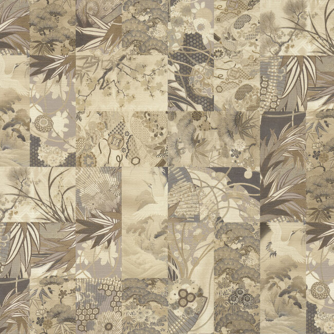 Dutch Wallcoverings Dutch Wallcoverings - FC Voyage- China beige/groen - Vliesbehang - 10m x 106cm - DB73735