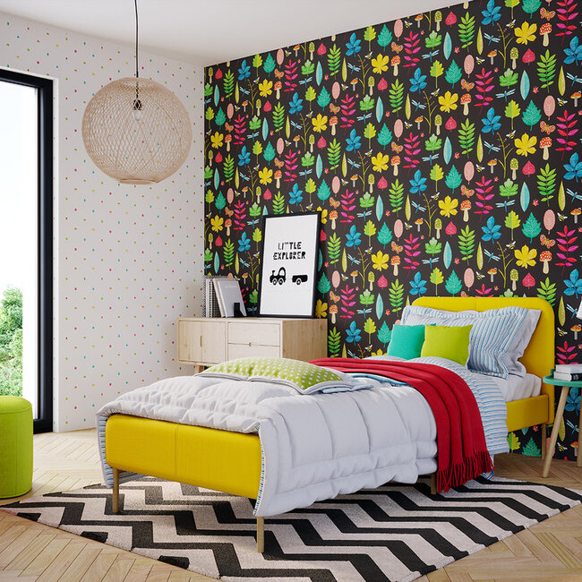 Dutch Wallcoverings Dutch Wallcoverings - FC When I Grow Up - Forest Floor Liquorice - Vliesbehang - 10m x 50cm - WGU50102W
