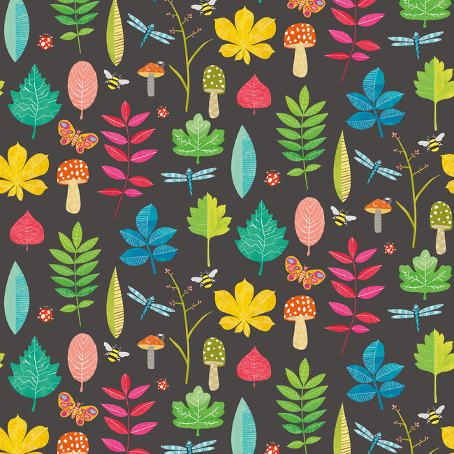 Dutch Wallcoverings Dutch Wallcoverings - FC When I Grow Up - Forest Floor Liquorice - Vliesbehang - 10m x 50cm - WGU50102W
