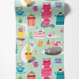 Dutch Wallcoverings Dutch Wallcoverings - FC When I Grow Up - Kitten Kaboodle Spearmint - WGU50108W