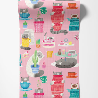 Dutch Wallcoverings Dutch Wallcoverings - FC When I Grow Up - Kitten Kaboodle Bubblegum - WGU50109W