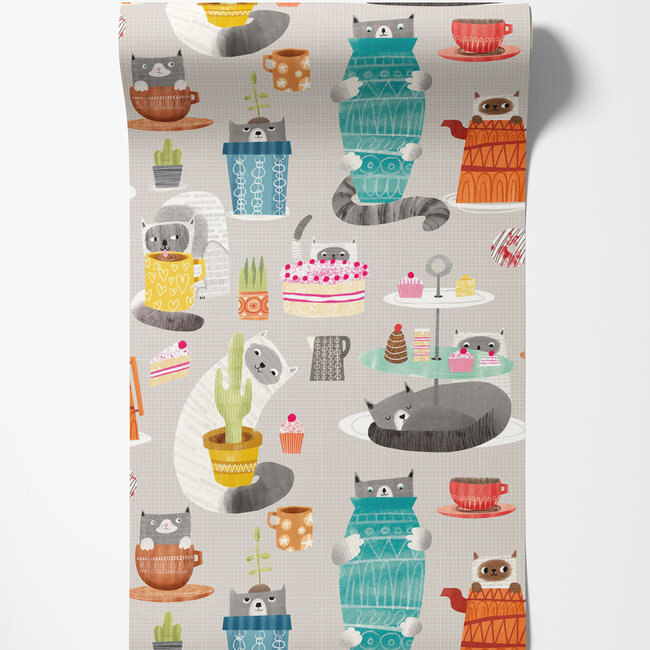 Dutch Wallcoverings Dutch Wallcoverings - FC When I Grow Up - Kitten Kaboodle Peanut Butter - Vliesbehang - 10m x 50cm - WGU50112W