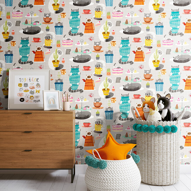 Dutch Wallcoverings Dutch Wallcoverings - FC When I Grow Up - Kitten Kaboodle Peanut Butter - Vliesbehang - 10m x 50cm - WGU50112W