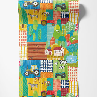 Dutch Wallcoverings Dutch Wallcoverings - FC When I Grow Up - Down On The Farm Teal Twist - WGU50118W