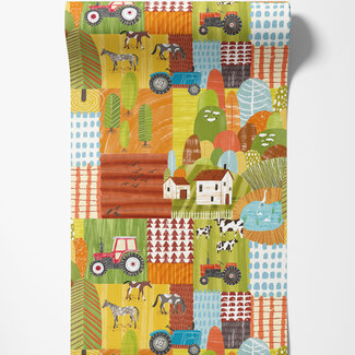 Dutch Wallcoverings Dutch Wallcoverings - FC When I Grow Up - Down On The Farm Orange Crush - WGU50119W