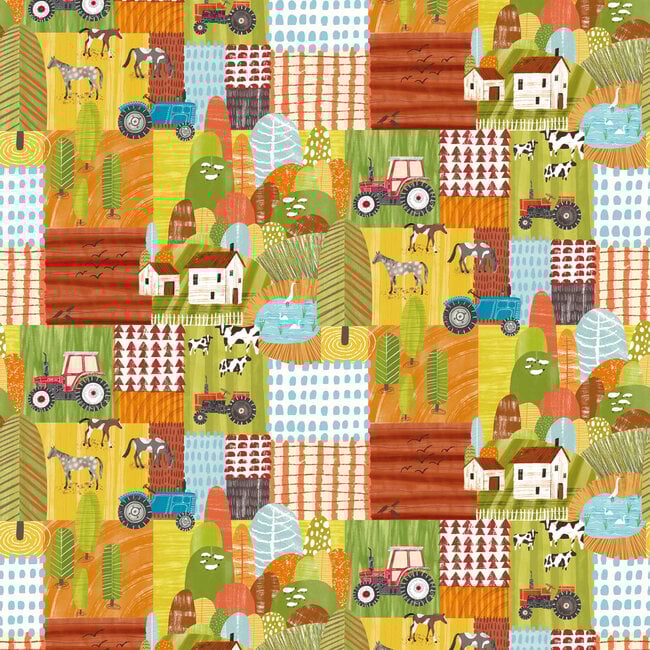 Dutch Wallcoverings Dutch Wallcoverings - FC When I Grow Up - Down On The Farm Orange Crush - Vliesbehang - 10m x 50cm - WGU50119W