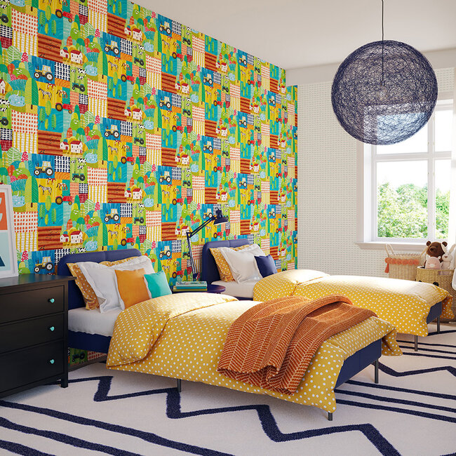 Dutch Wallcoverings Dutch Wallcoverings - FC When I Grow Up - Down On The Farm Apple Citrus - Vliesbehang - 10m x 50cm - WGU50120W